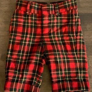 3-6 month Janie and Jack plaid wool pants cuffed at the bottom adjustable waist